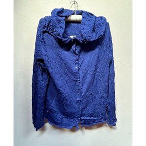 Babette 25G7030 Women's XL Crinkle Blue Drawstring Hoodie Snap Front New, $295